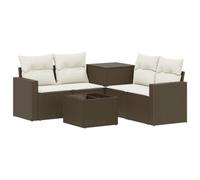 vidaXL Set di divani 6 pz Marrone e Bianco Crema