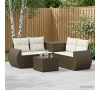 vidaXL Set di divani 6 pz Marrone e Bianco Crema 55 x 55 x 37 cm