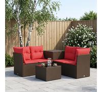 vidaXL Set di divani 6 pz Marrone e Rosso Rattan sintetico e Acciaio