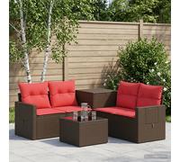 vidaXL Set di divani 6 pz Marrone e Rosso Rattan sintetico e Acciaio