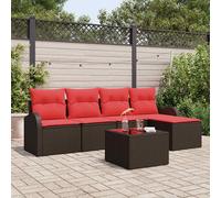 vidaXL Set di divani 6 pz Marrone e Rosso polyrattan