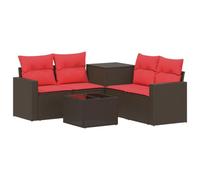 vidaXL Set di divani 6 pz Marrone e Rosso Rattan sintetico e Acciaio