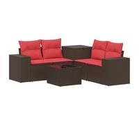 vidaXL Set di divani 6 pz Marrone e Rosso Rattan sintetico e Acciaio