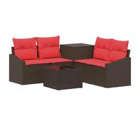 vidaXL Set di divani 6 pz Marrone e Rosso Rattan sintetico e Acciaio