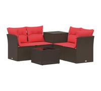 vidaXL Set di divani 6 pz Marrone e Rosso Rattan sintetico e Acciaio