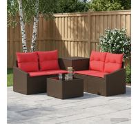 vidaXL Set di divani 6 pz Marrone e Rosso Rattan sintetico e Acciaio