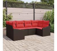 vidaXL Set di divani 6 pz Marrone polyrattan