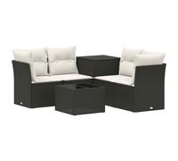 vidaXL Set di divani 6 pz Nero e Bianco Crema