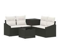 vidaXL Set di divani 6 pz Nero e Bianco Crema