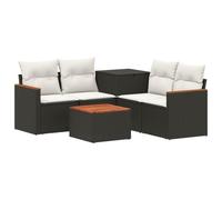 vidaXL Set di divani 6 pz Nero e Bianco Crema