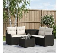 vidaXL Set di divani 6 pz Nero e Bianco Crema