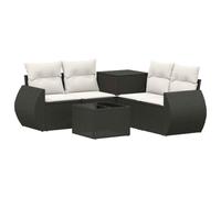 vidaXL Set di divani 6 pz Nero e Bianco Crema