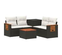 vidaXL Set di divani 6 pz Nero e Bianco Crema