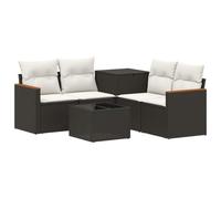 vidaXL Set di divani 6 pz Nero e Bianco Crema