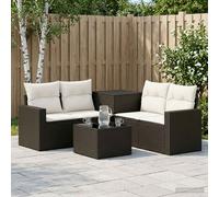 vidaXL Set di divani 6 pz Nero e Bianco Crema 55 x 55 x 37 cm