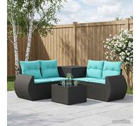 vidaXL Set di divani 6 pz Nero e Blu 55 x 55 x 37 cm