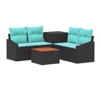 vidaXL Set di divani 6 pz Nero e Blu Rattan sintetico e Acciaio