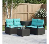 vidaXL Set di divani 6 pz Nero e Blu Rattan sintetico e Acciaio
