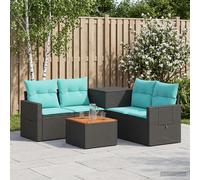 vidaXL Set di divani 6 pz Nero e Blu Rattan sintetico e Acciaio