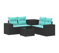 vidaXL Set di divani 6 pz Nero e Blu Rattan sintetico e Acciaio