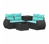 vidaXL Set di divani 6 pz Nero e Blu Rattan sintetico e Acciaio