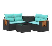 vidaXL Set di divani 6 pz Nero e Blu Rattan sintetico e Acciaio