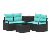vidaXL Set di divani 6 pz Nero e Blu Rattan sintetico e Acciaio