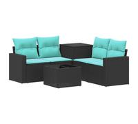 vidaXL Set di divani 6 pz Nero e Blu Rattan sintetico e Acciaio