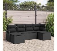 vidaXL Set di divani da Giardino 6 Pezzi con Cuscini in Rattan Sintetico Nero. Ha Piedi Regolabili e Un Design modulare, Perfetto per l'uso all'aperto. Ideale per Il Patio, Il Soggiorno o la terrazza
