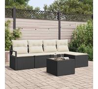 vidaXL Set di divani 6 pz Nero polyrattan