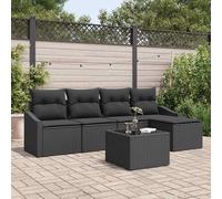 Set di divani 6 pz Nero polyrattan