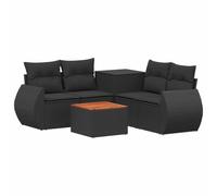 vidaXL Set di divani 6 pz Nero Rattan sintetico e Acciaio