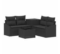 vidaXL Set di divani 6 pz Nero Rattan sintetico e Acciaio
