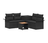 vidaXL Set di divani 6 pz Nero Rattan sintetico e Acciaio
