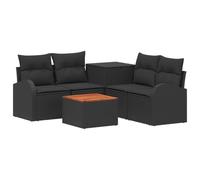 vidaXL Set di divani 6 pz Nero Rattan sintetico e Acciaio