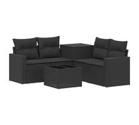 vidaXL Set di divani 6 pz Nero Rattan sintetico e Acciaio