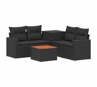 vidaXL Set di divani 6 pz Nero Rattan sintetico e Acciaio