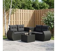 vidaXL Set di divani 6 pz Nero Rattan sintetico e Acciaio