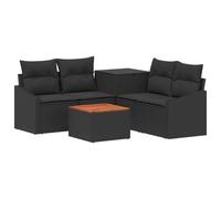 vidaXL Set di divani 6 pz Nero Rattan sintetico e Acciaio