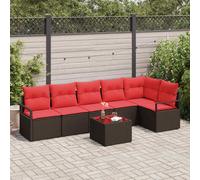 vidaXL Set di divani 7 pcs Marrone polyrattan, Giardino e terrazza, divano modulare, arredi leggeri, resistenti ai raggi UV, perfetto per la primavera