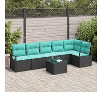 vidaXL Set di divani 7 pcs Nero polyrattan, Giardino e terrazza, divano modulare, arredi leggeri, resistenti ai raggi UV, perfetto per la primavera