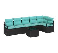 vidaXL Set di divani 7 pcs Nero polyrattan, Giardino e terrazza, divano modulare, arredi leggeri, resistenti ai raggi UV, perfetto per la primavera