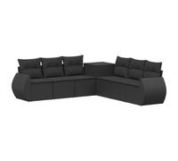 vidaXL Set di divani 7 pcs Nero Rattan sintetico e Acciaio, Divano da giardino moderno, set esterno resistente, lounge patio, design modulare per rilassarsi e divertirsi