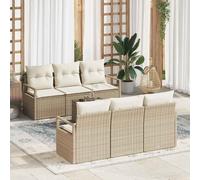 vidaXL Set di divani 7 pz 6-Numero di posti Beige e Crema polyrattan