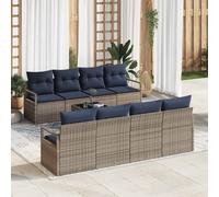 vidaXL Set di divani 7 pz 6-Numero di posti Grigio e Blu polyrattan