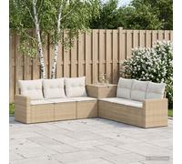 vidaXL Set di divani 7 pcs Beige e Bianco Crema, Set Giardino Moderno, Divano Esterno, Mobili in Rattan Resistenti, Design Modulare per Relax e Divertimento