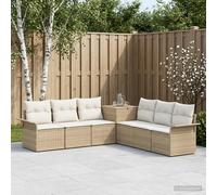 vidaXL Set di divani 7 pz Beige e Bianco Crema
