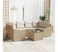 vidaXL Set di divani 7 pz Beige e Crema 234 x 123,5 x 85 cm polyrattan
