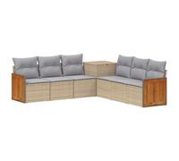 vidaXL Set di divani 7 PCS Beige e Grigio Chiaro, Divano da Giardino, Set Moderno per Esterni, Resistente alle Intemperie, Design Modulare, Relax in Patio Chic