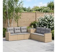 vidaXL Set di divani da 7 pezzi, beige e grigio chiaro, set da giardino moderno, divano da esterno, mobili in rattan resistente, design modulabile per rilassarsi, angoli da patio